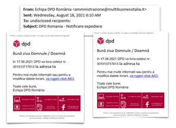E-mail-ul trimis mai multor clienți DPD și care trebuie ignorat. foto: Facebook DPD