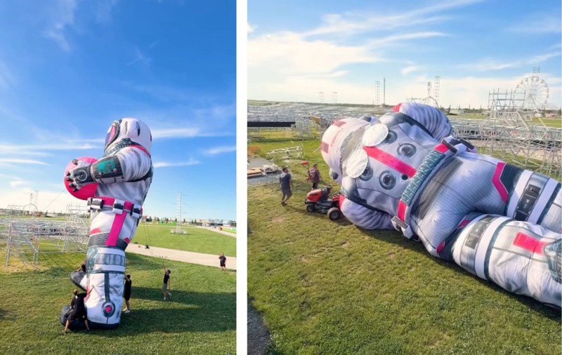 Astronautul NIBIRU, avariat accidental înainte de inaugurare, a devenit viral pe rețelele sociale