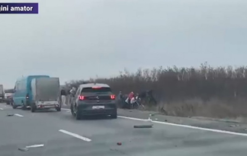 Accident grav pe autostrada A1, soldat cu rănirea a cinci persoane