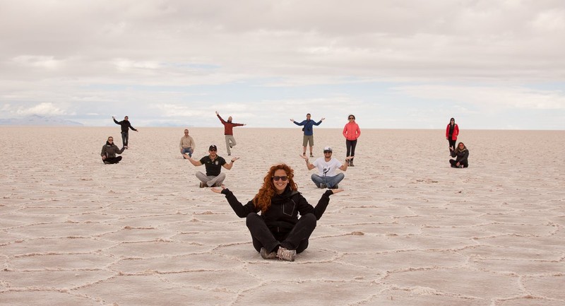 În Salar de Uyuni, Bolivia