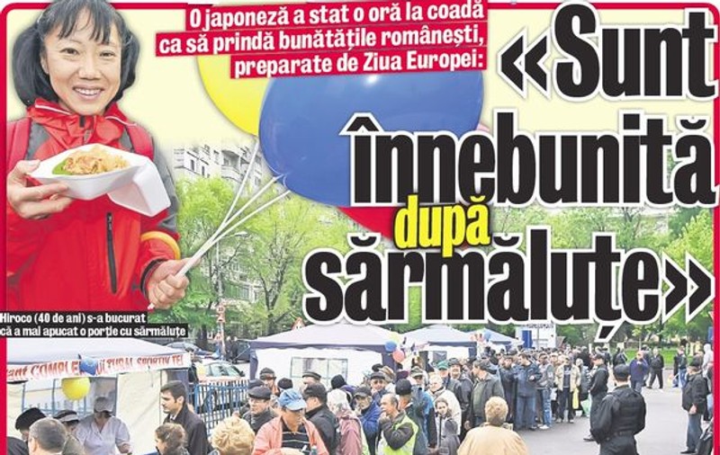 O japoneză a stat o oră la coadă să mănânce sărmăluţe de Ziua Europei