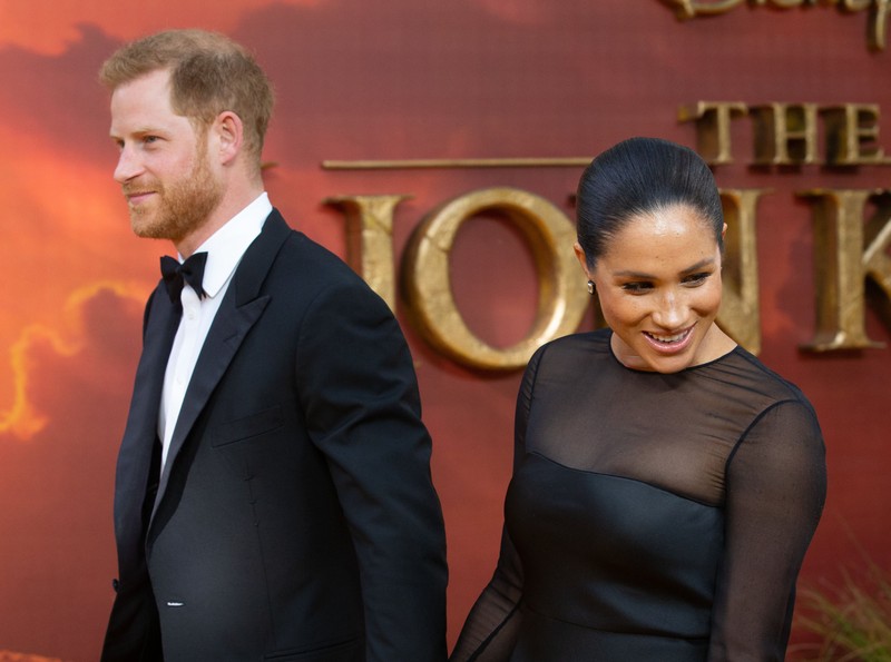Meghan și Harry la premiera filmului Lion King