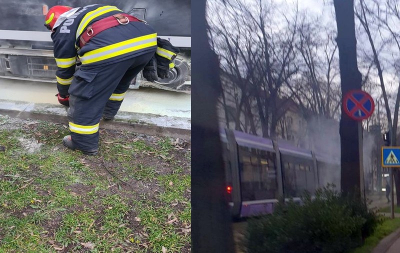 Un tramvai plin cu călători a luat foc în mers, la Timișoara. Anul trecut, mai multe astfel de tramvaie au rămas blocate pe șine | VIDEO