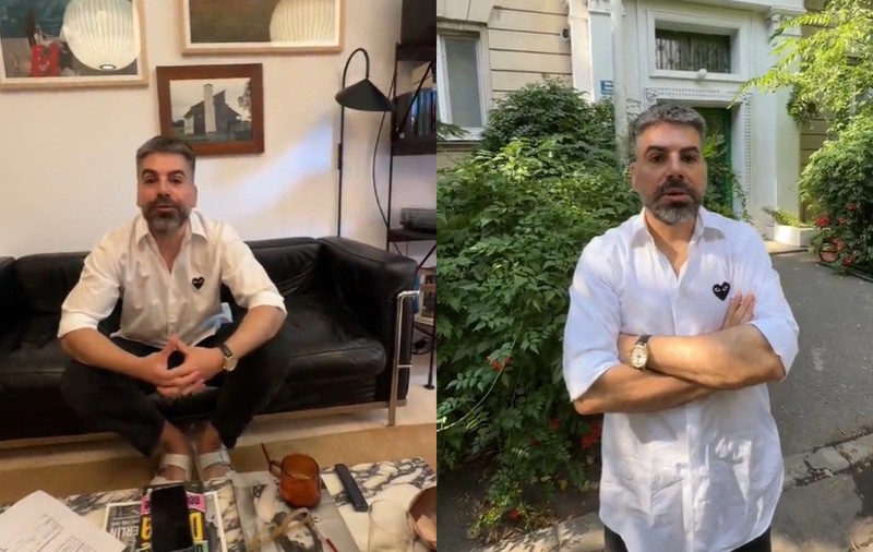 Imagini din apartamentul în care locuiește Maurice Munteanu. În sufragerie are o canapea vintage care costă 8.000 de euro