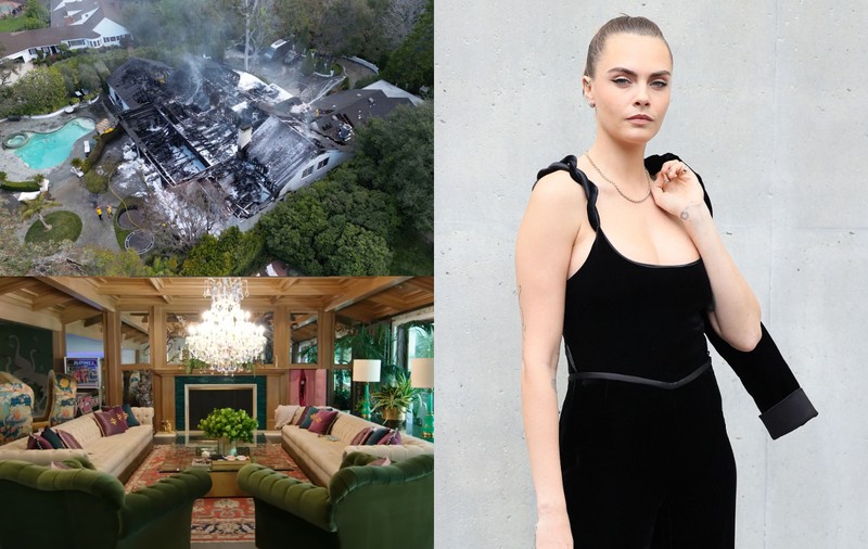 Imagini cu casa actriței Cara Delevingne înainte să fie distrusă de flăcări. Vila avea un tunel secret, ieșirea fiind printr-o mașină de spălat