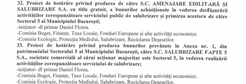 Ultimele puncte de pe ordinea de zi în ședința de Consiliu Local Sector 5 de pe 30 iulie