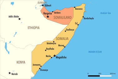 Hartă reprezentând Somalia și Somaliland Foto: Profimedia