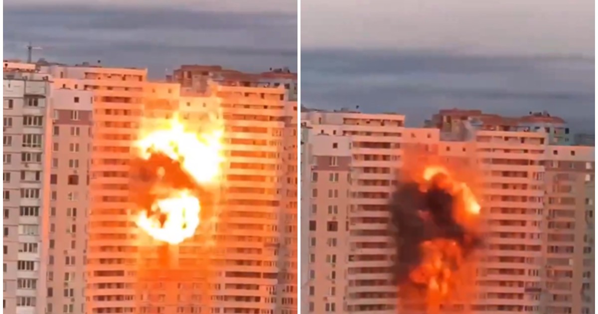 Momentele în care o dronă ruseasca lovește un bloc de locuinte din Kiev - 17 iunie 2025
