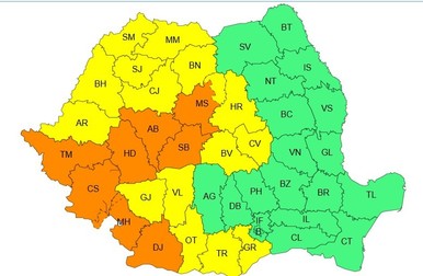 Vineri, 11 septembrie, valul de căldură se va intensifica, motiv pentru care ANM a emis un cod portocaliu valabil între orele 12:00 și 18:00. Sursă foto: ANM