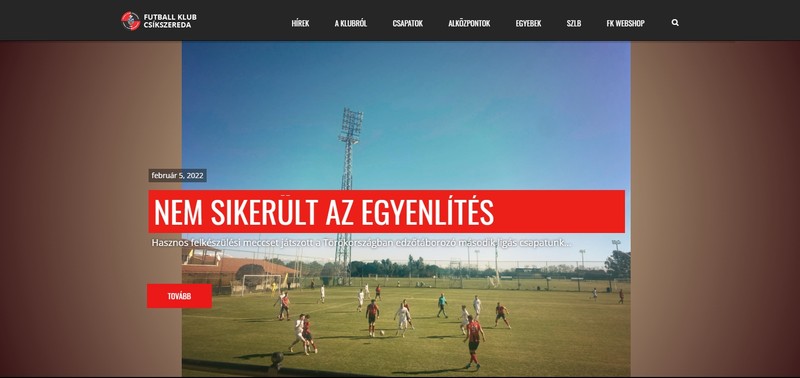 Cum arăta zilele trecute, prima pagină a site-ului clubului.
