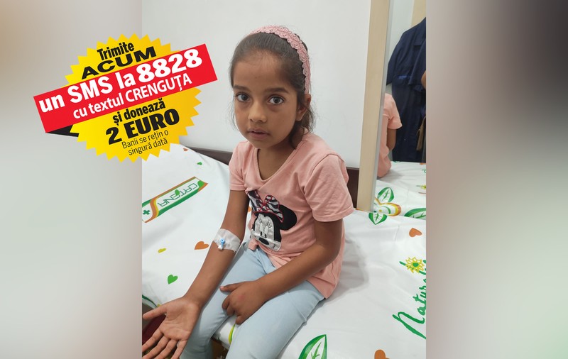 Crenguța are nevoie de 7.000 de euro pentru a se trata urgent în Italia. Fata, bolnavă de cancer, a fost diagnosticată recent și cu o afecțiune rară a glandei suprarenale care îi pune viața în pericol
