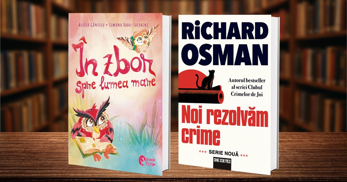 Doua cărți care stau pe masa, la o biblioteca