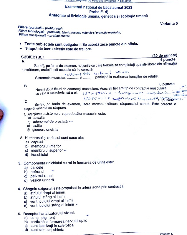 BAC biologie și anatomie 2023. Subiectele la Biologie au apărut