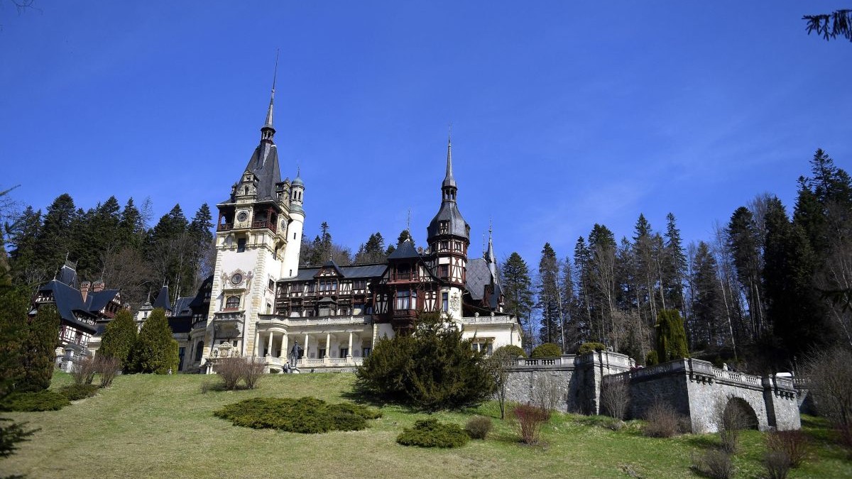 SINAIA, ROMANIA - APRIL 15: A view of Peles Castle, as Her Majesty Margareta of Romania, Custodian of the Romanian Crown accompanied by her husband His Royal Highness Prince Radu Of Romania do a public visit at Peles Castle in Sinaia, Romania, April 15, 2022. Her Majesty Margaret and Her Royal Highness Prince Radu receive, in the Castle Concert Hall, members of the joint commission for European integration between the Romanian Parliament and the Parliament Republic of Moldova. Alex Nicodim / Anadolu Agency/ABACAPRESS.COM