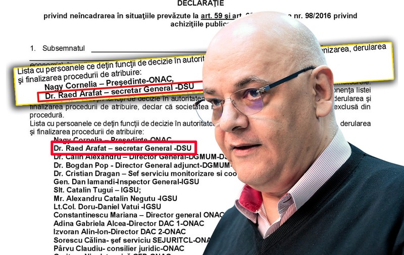 Numele lui Raed Arafat apare pe documentele de cumpărare de măști de protecție supraevaluate pentru COVID-19. El ceruse recent imunitate la achizițiile medicale