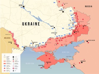 Harta liniei de front dintre Ucraina și Rusia Foto: Shutterstock