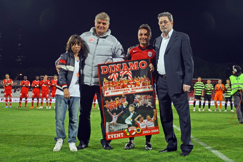 Patrick Petre (stânga) alături de simbolurile lui Dinamo: Ioan Andone, Florentin Petre şi Cornel Dinu FOTO: EVZ
