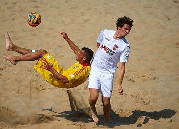 JESOLO, ITALY- SEPTEMBER 08: FIFA Beach Soccer Qualifier Europe World Cup 2015 at Spiaggia del Faro on September 08, 2015 in Jesolo, Italy. (Photo by Manuel Queimadelos)