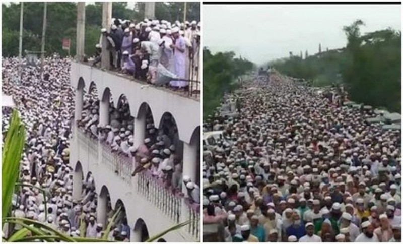 100.000 de oameni au sfidat restricțiile, în plină pandemie de coronavirus, și s-au înghesuit la înmormântarea unui lider religios din Bangladesh