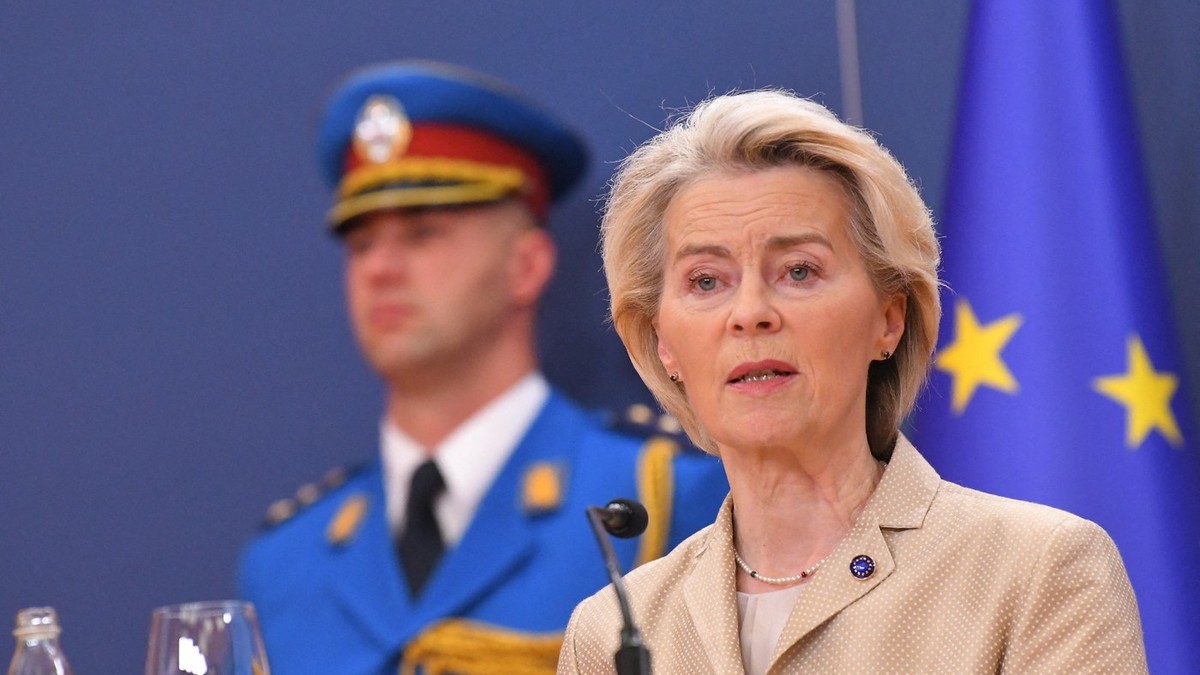 Ursula von der Leyen, într-o conferință de presă la Belgrad Foto: Profimedia