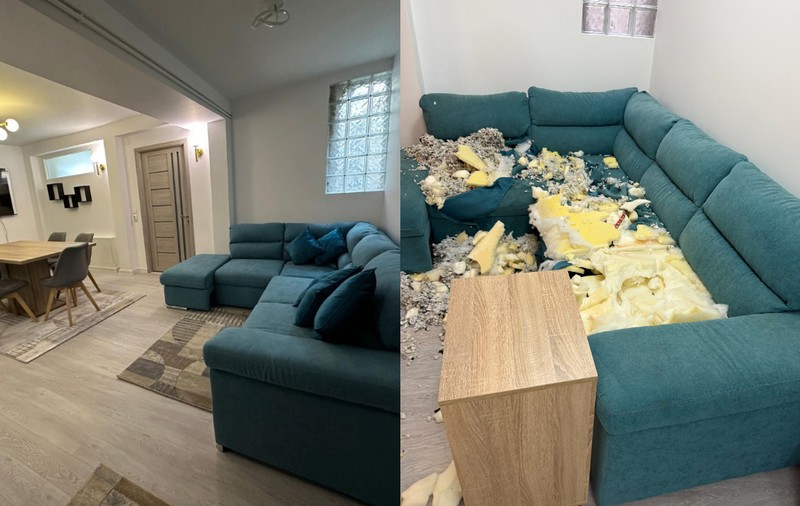 Imagini înainte și după cu apartamentul pe care Calina Dumitrescu l-ar fi distrus. Proprietara rupe tăcerea: „O pune pe mama ei sa se ocupe de mizeria pe care ea o face”