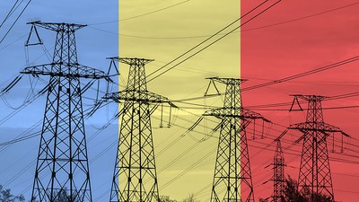 Linie electrică și steagul României