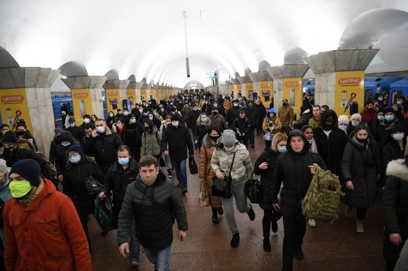 Aglomerație la metroul din Kiev