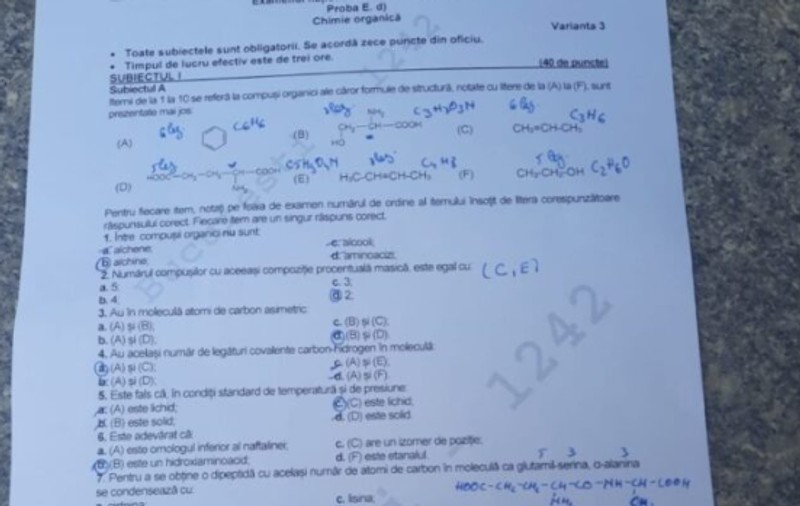 Subiecte Chimie la Bac 2026. Baremul de corectare a fost publicat