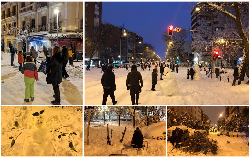 FOTO și VIDEO de la o româncă din Madridul acoperit cu zăpadă. „Mașinile au rămas blocate. Străzile au devenit un imens spațiu de joacă”