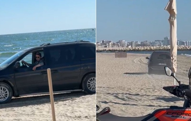 O femeie a confundat plaja din Mamaia cu Desert Safari din Dubai și a fost filmată când a rămas blocată în nisip și scoasă de un tractor