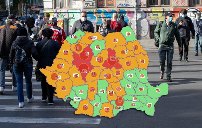 Cum arată harta incidenței cazurilor COVID-19. Care sunt zonele roșii din România