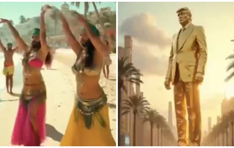 Donald Trump a publicat un videoclip în care apar femei cu barbă, Elon Musk aruncând cu bani și statui de aur cu el însuși: „Trump Gaza number one”
