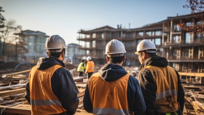 Engineers and architects discussing the plans for a new building