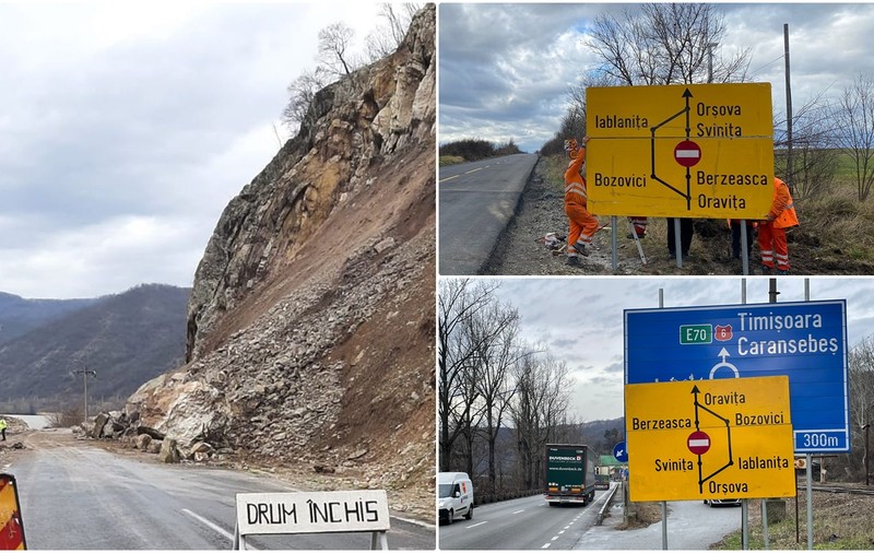 DN 57, blocat de miercuri din cauza căderilor de pietre de la Berzasca, rămâne închis până luna viitoare: „Versantul va fi escaladat de alpiniști”