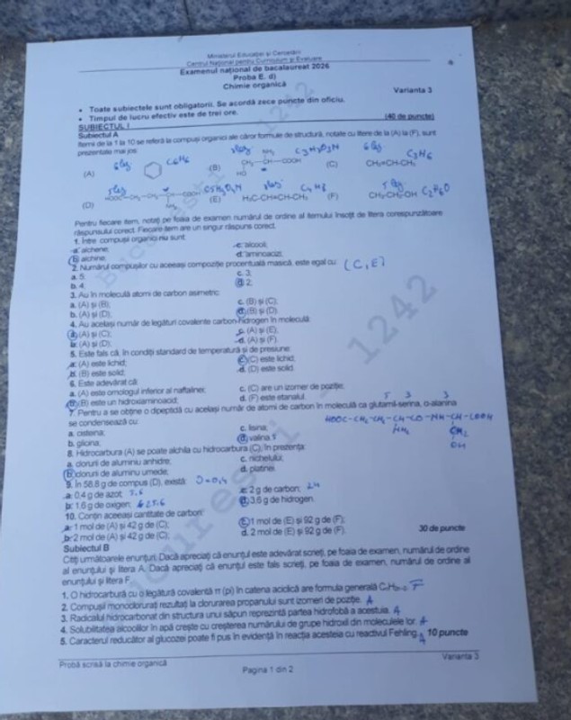 Subiecte Chimie la Bac 2026. Baremul de corectare a fost publicat