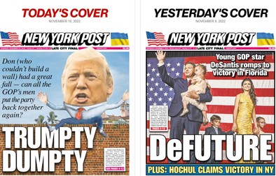 Prima pagină a New York Post din ultimele două zile. Sursa: New York Post