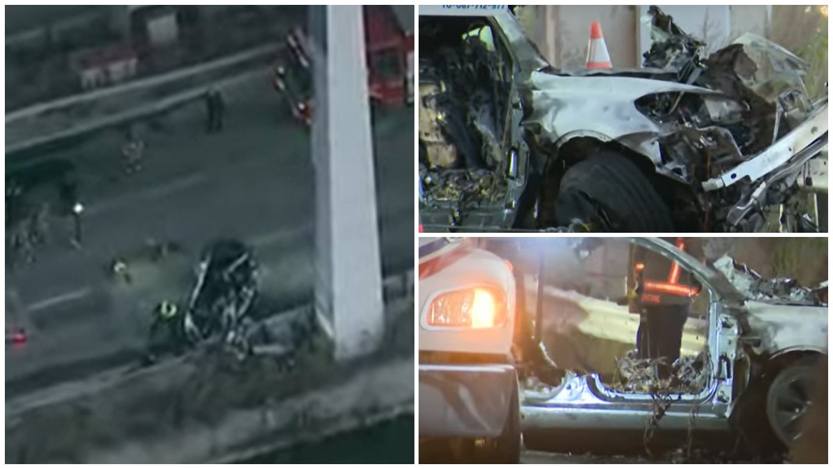 Mașina în care patru prieteni au murit arși de vii.