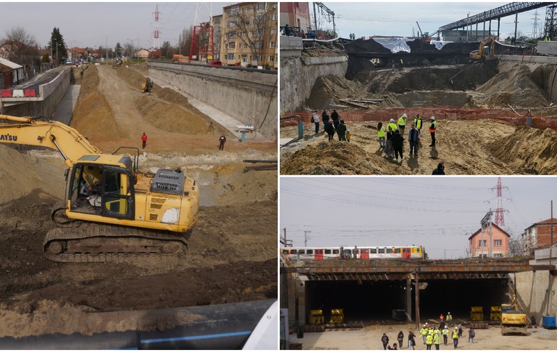 Premieră la Timișoara: un tunel de beton de 70 de metri a fost împins pe sub 10 linii de cale ferată