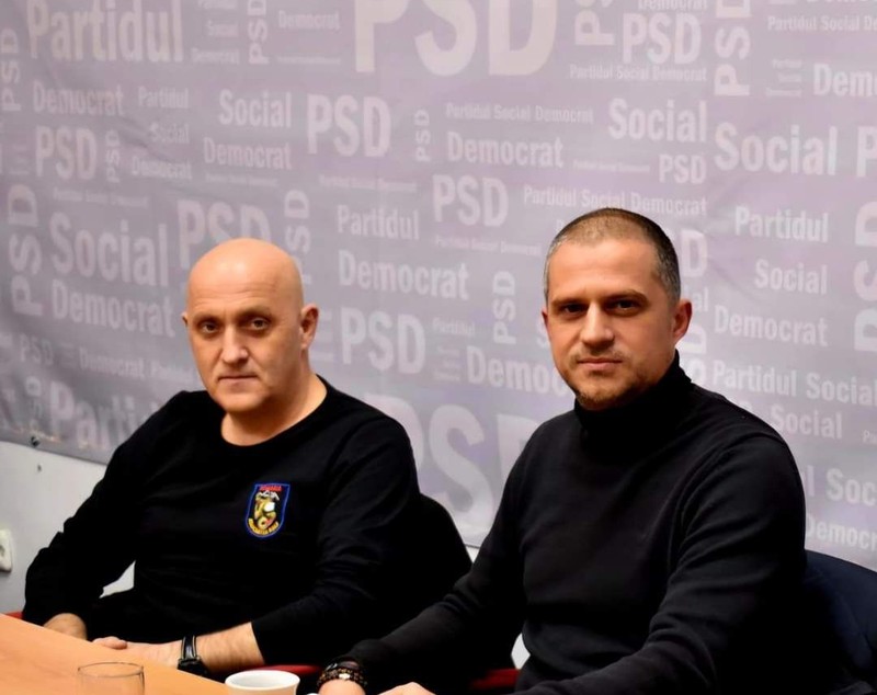 Șefii PSD Sibiu s-au lăudat în campania electorală că Horațiu Potra susține candidații partidului și s-au pozat cu mercenarul care-l păzește pe Călin Georgescu