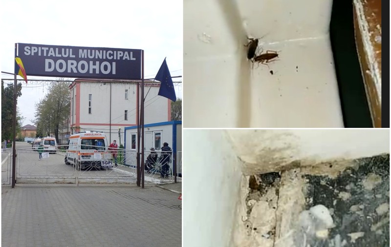„Prin salon se plimbă gândacii, pereții sunt scorojiți”. Imaginile, filmate de o femeie la spitalul din Dorohoi. Reacția spitalului