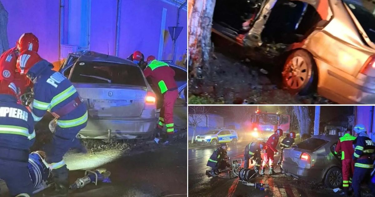Colaj din trei fotografii care arată urmările unui accident.