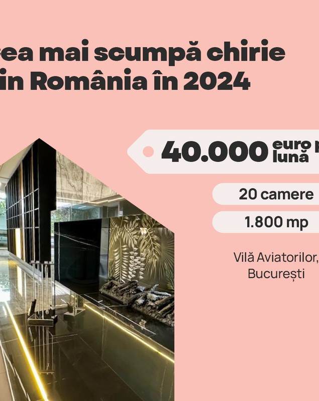 Cum arată și cât costă cea mai scumpă vilă care poate fi închiriată în România în prezent. Are 20 de camere și 10 băi