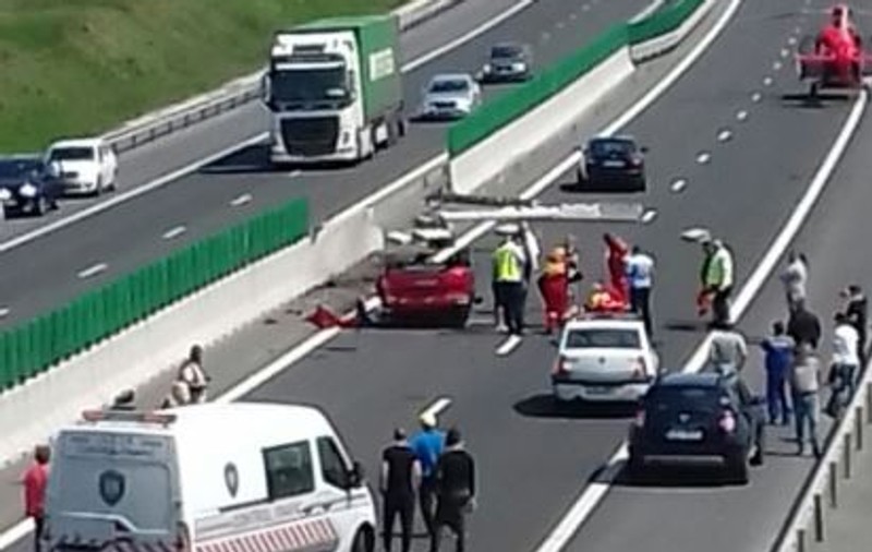Accident pe Autostrada Soarelui, la km. 180. O tânără s-a răsturnat cu mașina - FOTO