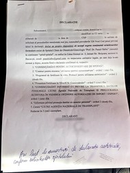 Declarația soțului prin care își dă acordul pentru procedurile FIV. Dr. Anca Moisa a semnat că a luat la cunoștință