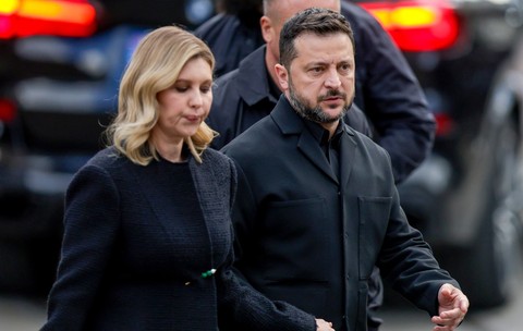 Volodimir Zelenski și soția sa Olena de funeraliile regelui Harald al V-lea Sursa foto: Profimedia