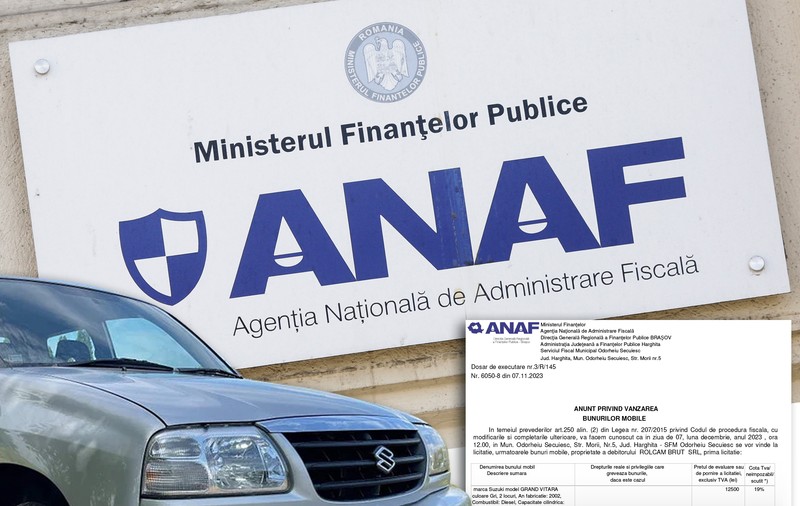 Fiscul a scos la vânzare o mașină pe care nu o avea. Sechestrată în acte, mașina a circulat șase luni, până a ajuns nefuncțională 