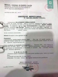 Certificatul medico-legal eliberat pe numele Carmen Matei