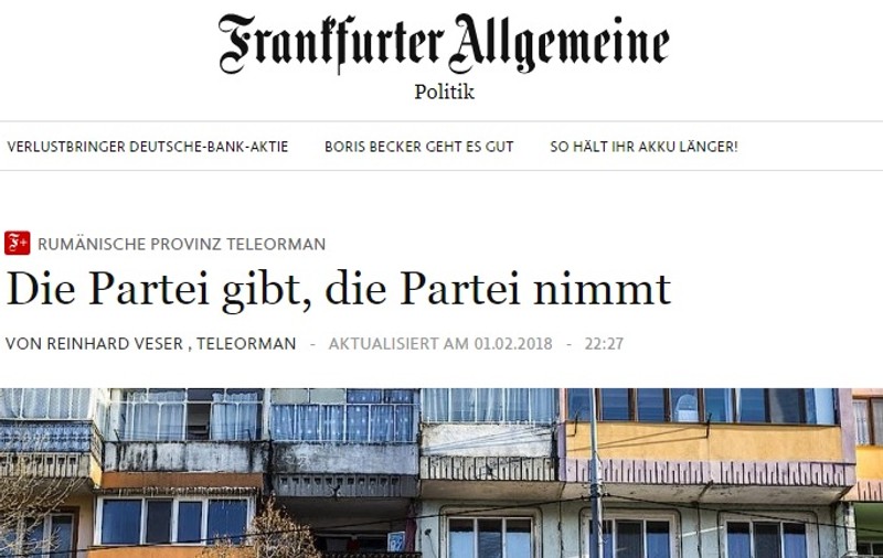 Un cotidian german a publicat un reportaj despre Teleorman: ”Partidul a dat, partidul a luat”