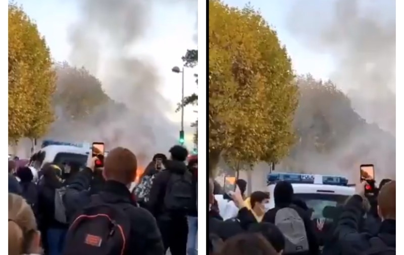 VIDEO | Proteste violente lângă Paris, din cauza menținerii școlilor deschise. Elevii au vandalizat mașinile poliției