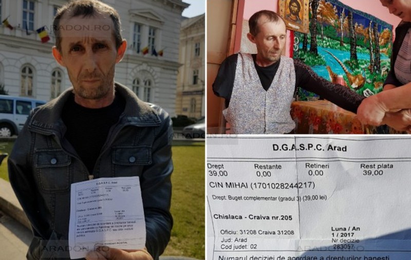Avocatul Poporului anchetează cazul bărbatului cu handicap, din Arad, care primește o pensie de doar 39 de lei pe lună